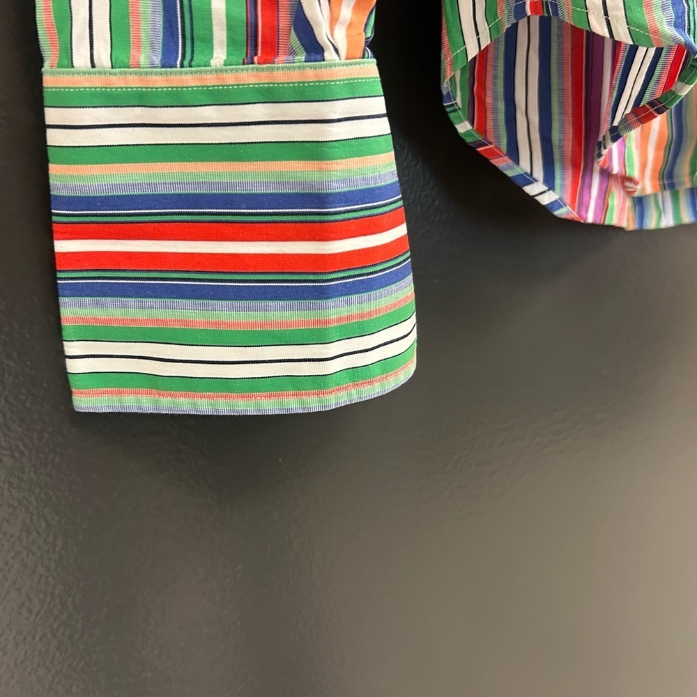 Ralph Lauren Black Label size 2 EUC Red and Green Striped Blouse - Picture 4 of 14